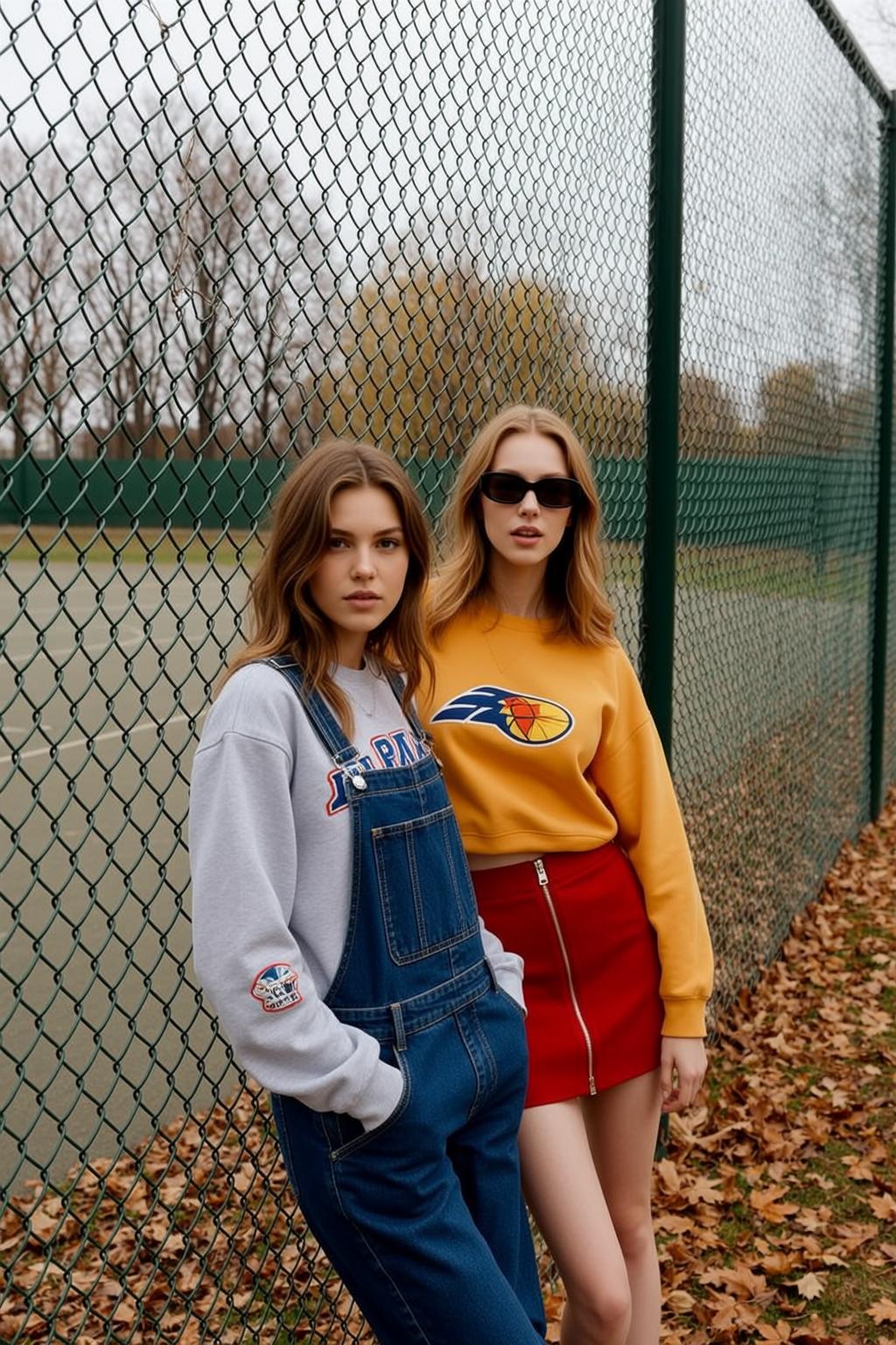 Casual Two Young Women Brown Wavy Blonde