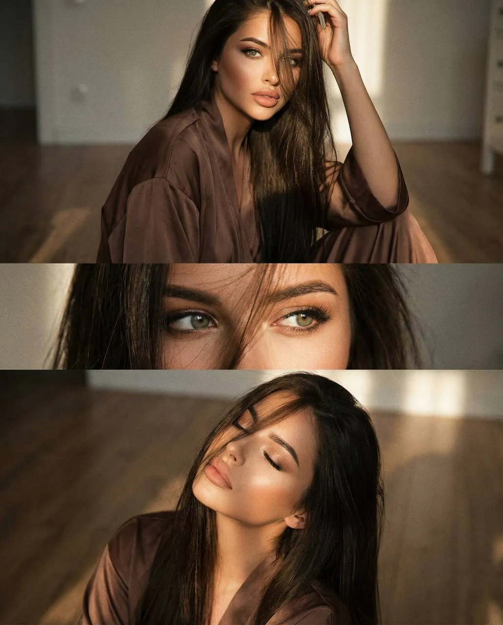Brown Satin Kimono Triptych