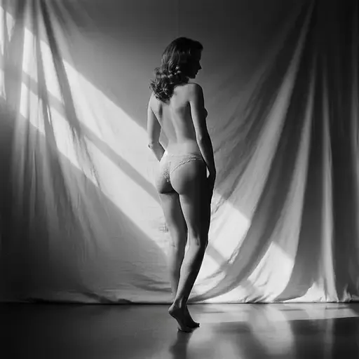 Black And White Photo Session Studio Lighting Old Retro Pin-up