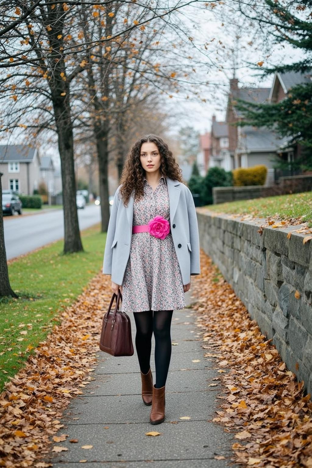 Floral Dress Suburban Street