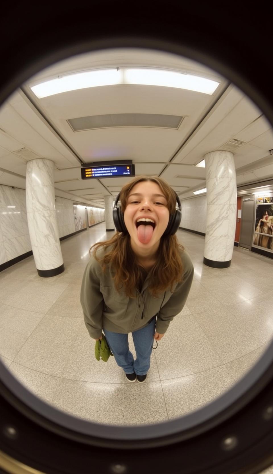 Subway Station Playful Silly Fisheye