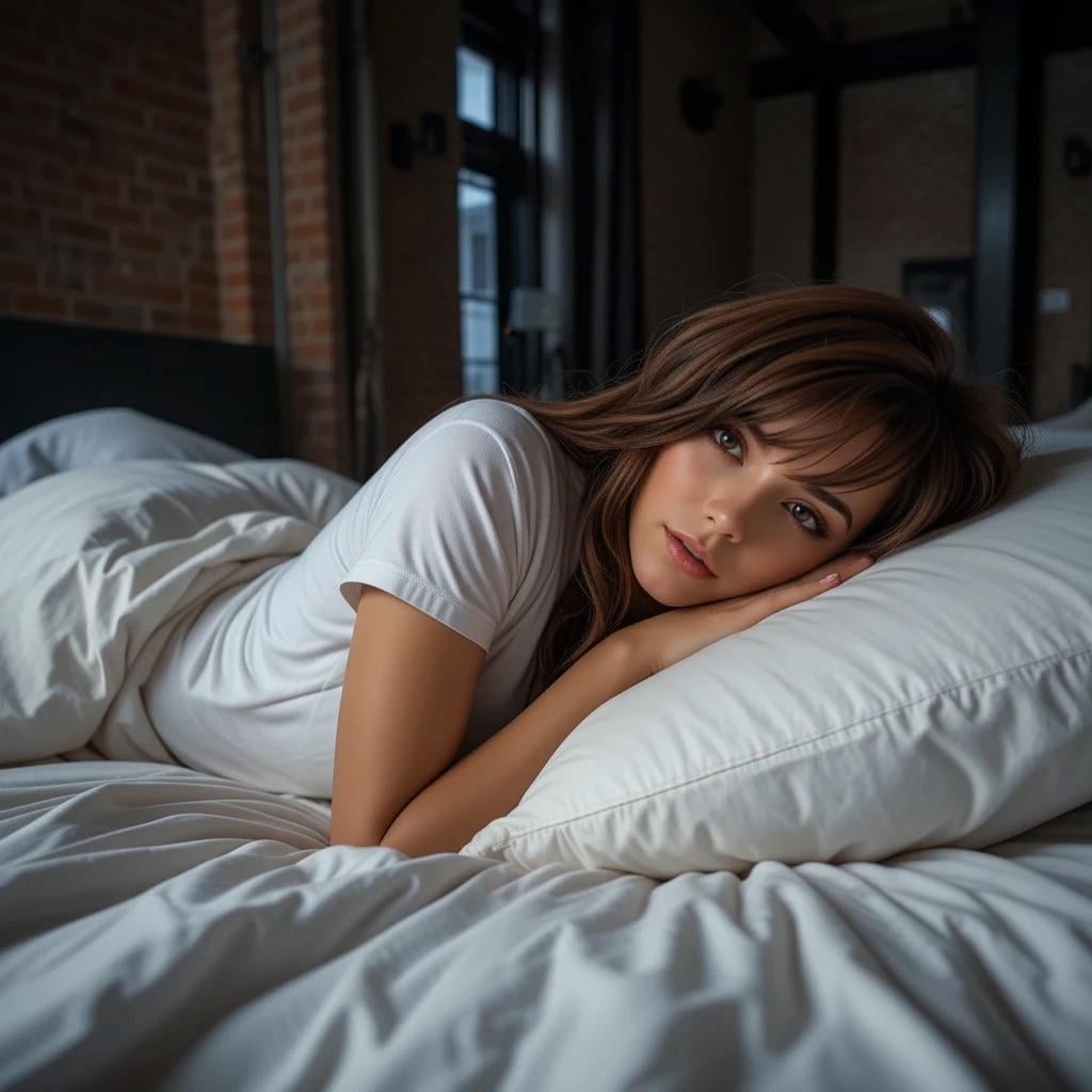 Rustic Industrial Bedroom White T Shirt Relaxed Morning