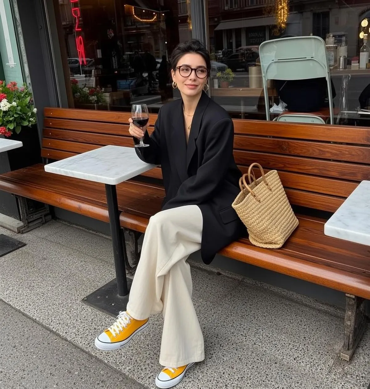 Glasses And Earrings And Necklace At A Cafe