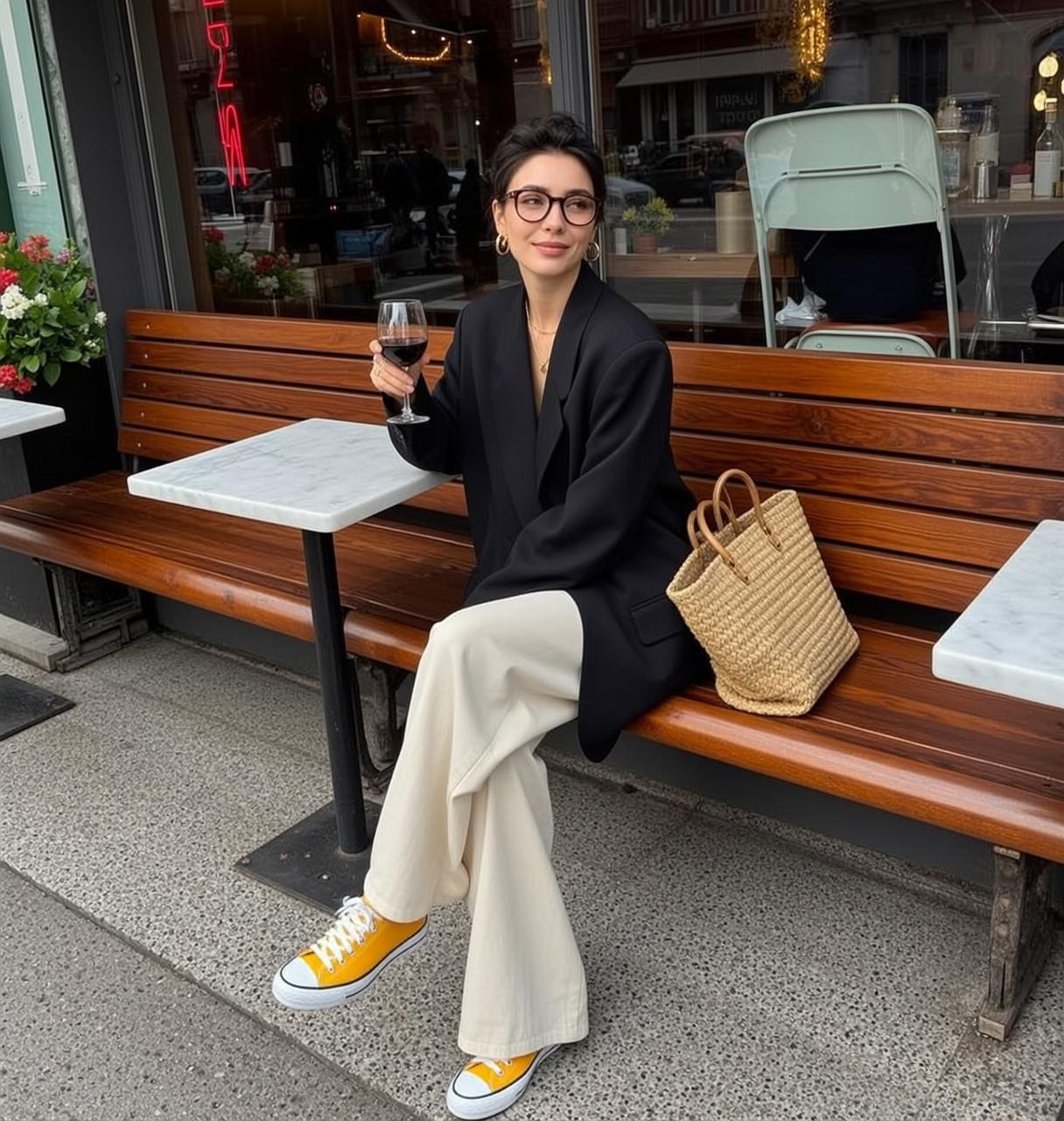 Explore Seated Wooden Slatted Outdoor Bench Holding