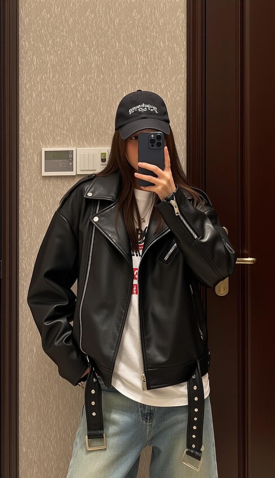Graphic Tee Denim Jacket Hallway