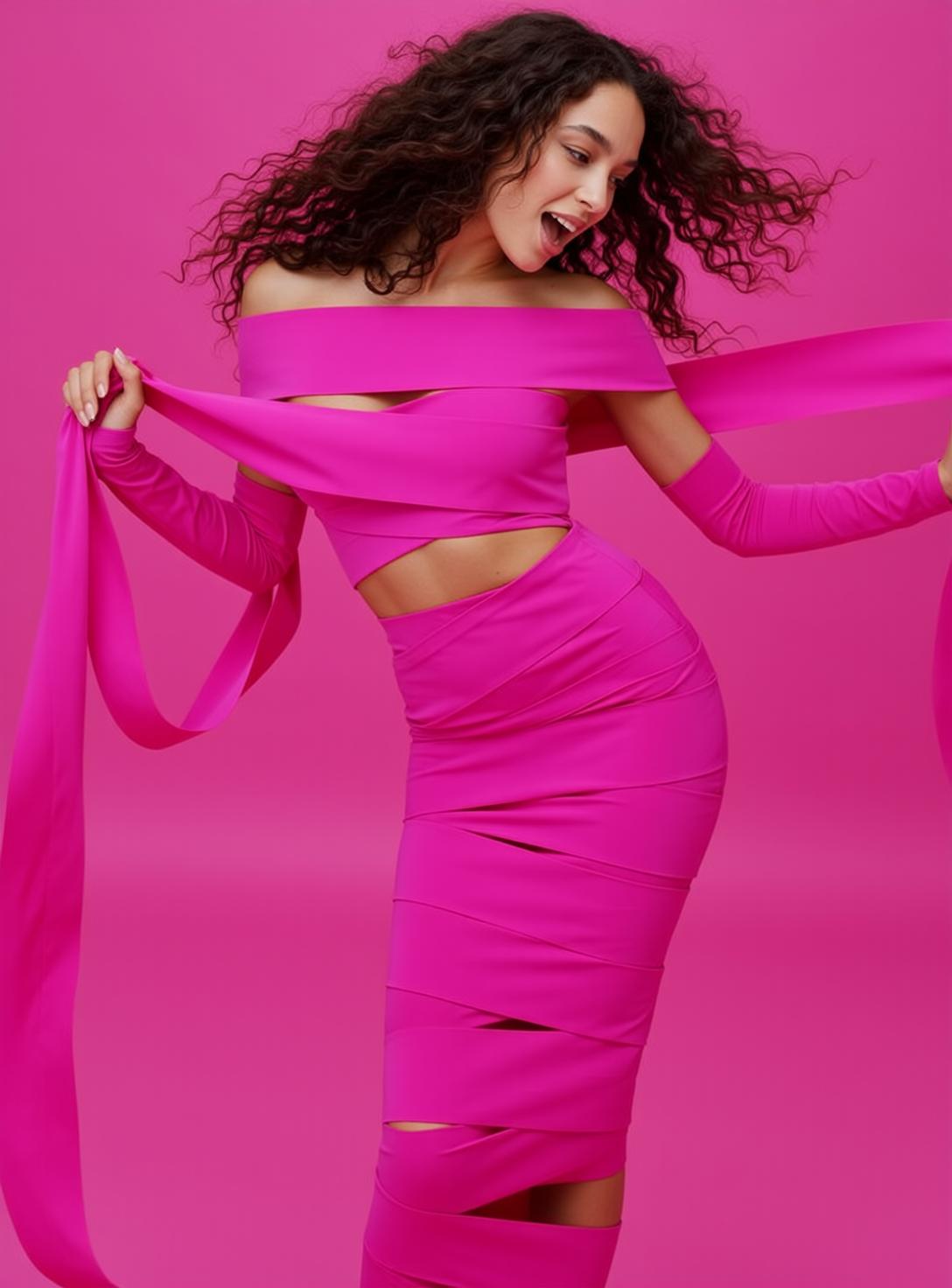 Pink Cutout Studio Pose