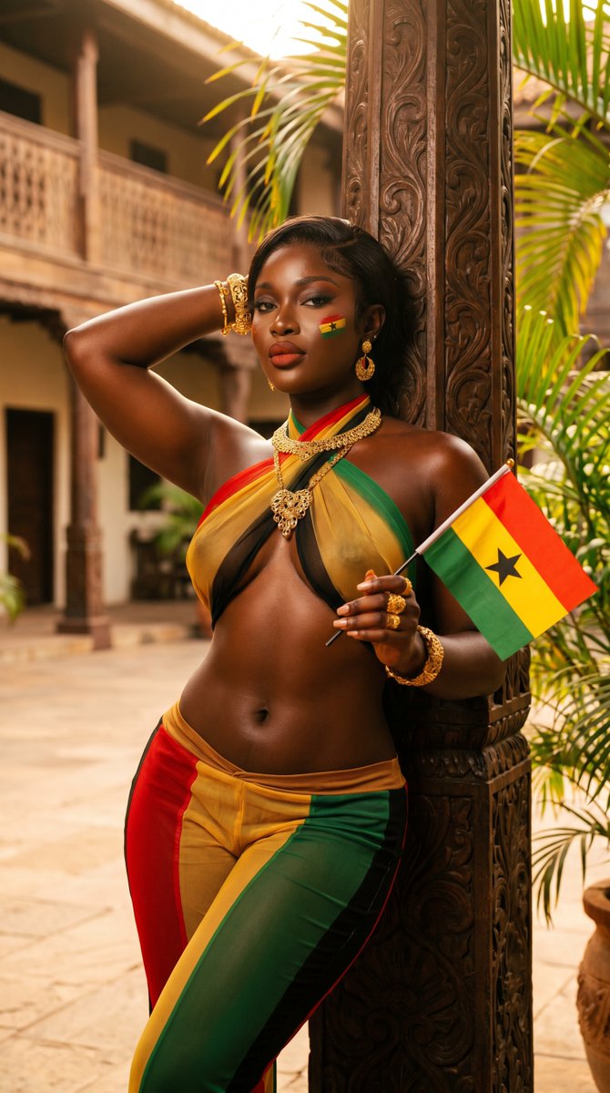 Kente Outfit Ghanaian Pillar Warm Lighting
