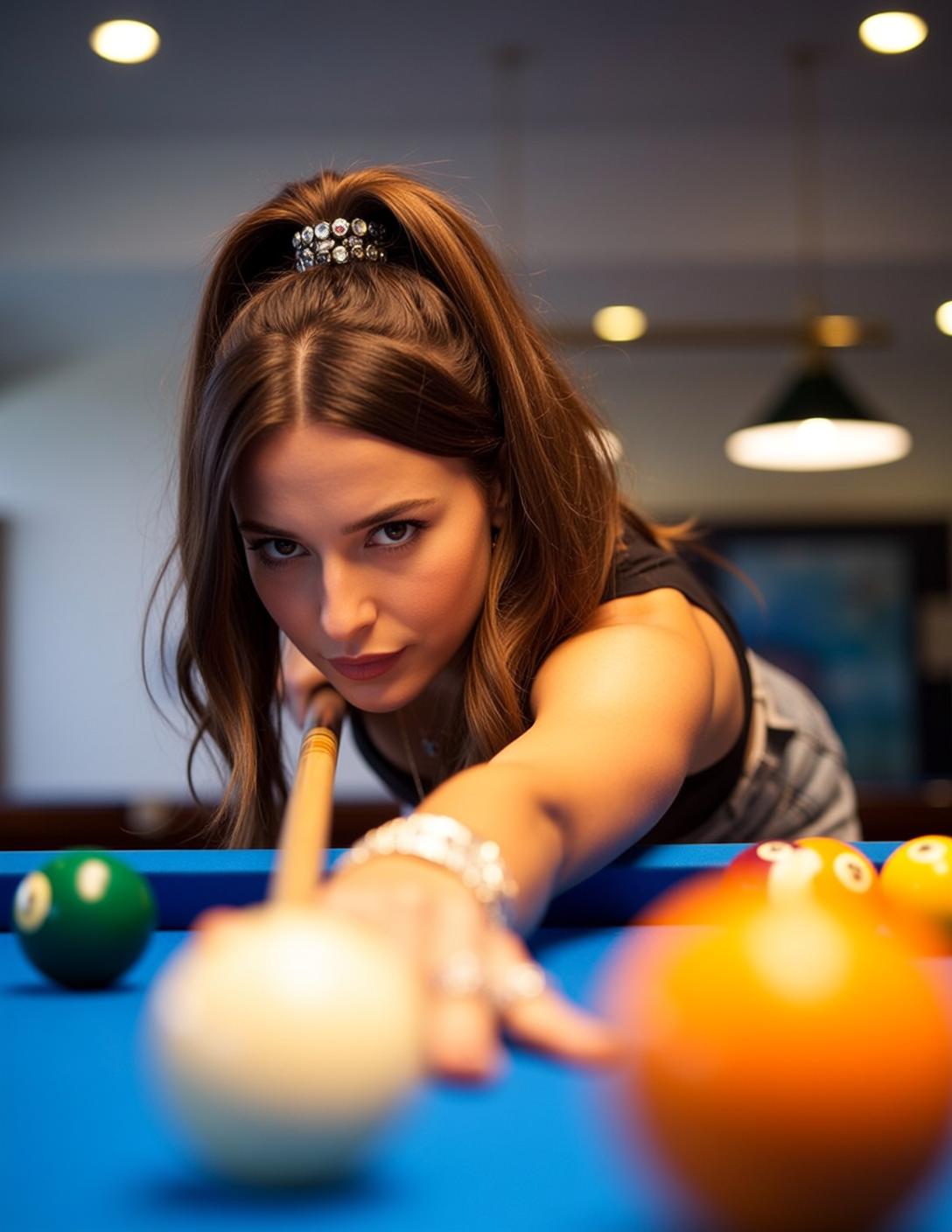 Pool Hall Aiming Shot