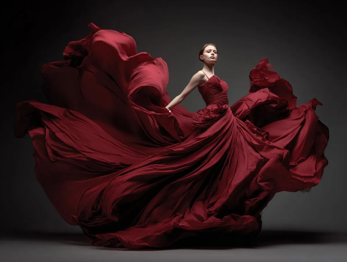 Full Body Studio Standing In Dynamic Graceful Pose Wearing Voluminous