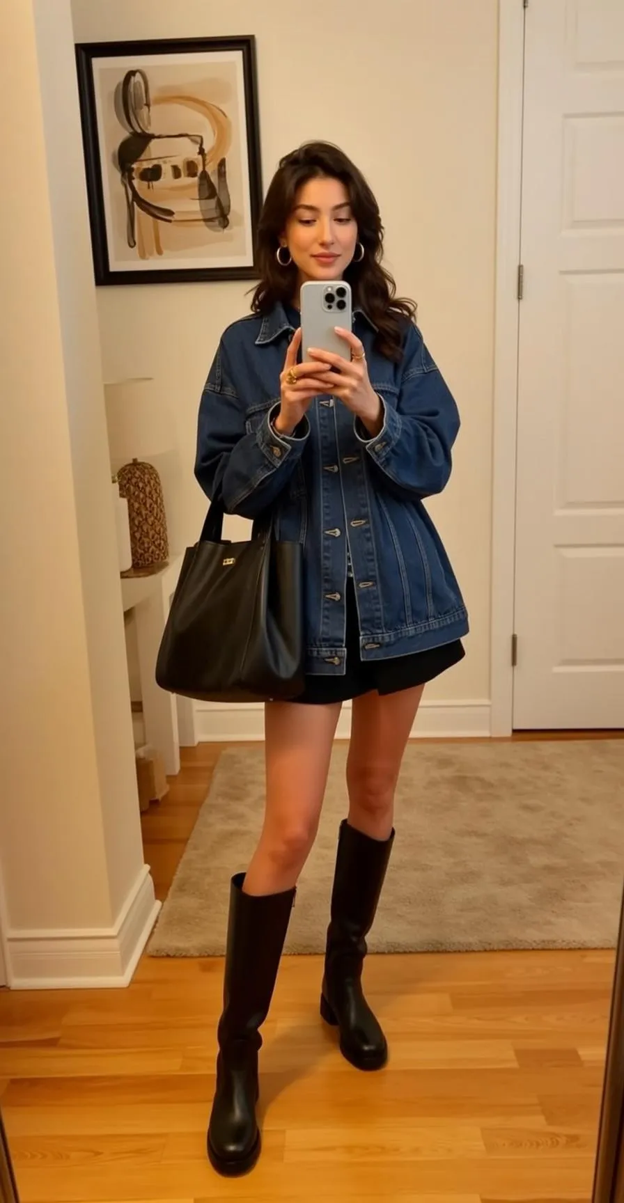 Earrings And Rings In Mirror Selfie