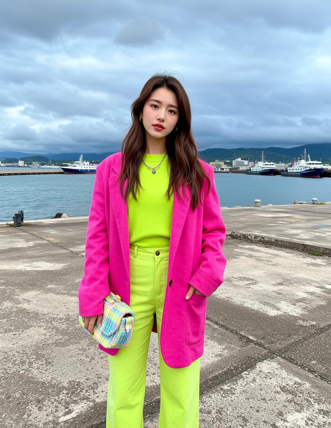 Neon Blazer Pier Portrait