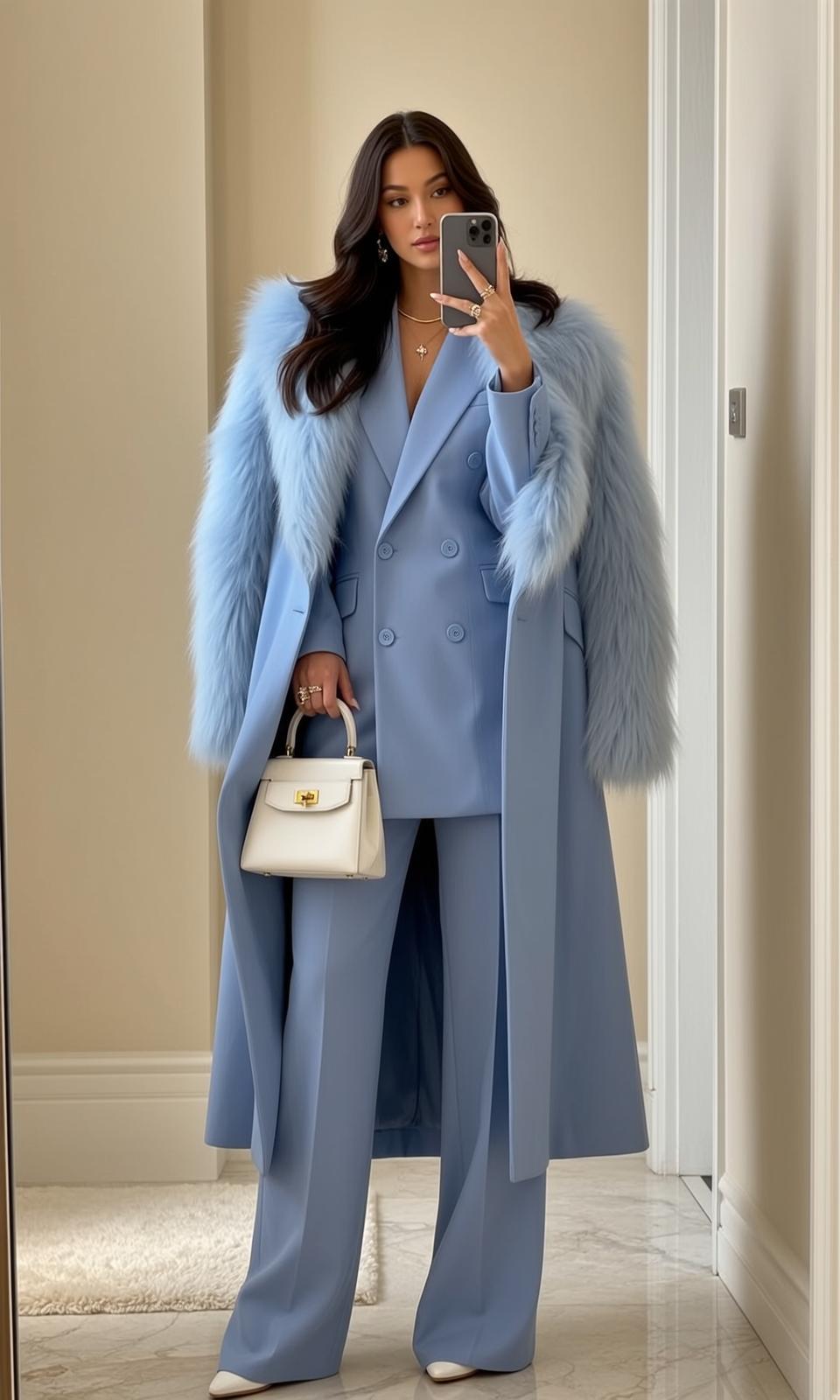 Blue Blazer Selfie By Doorway Mirror