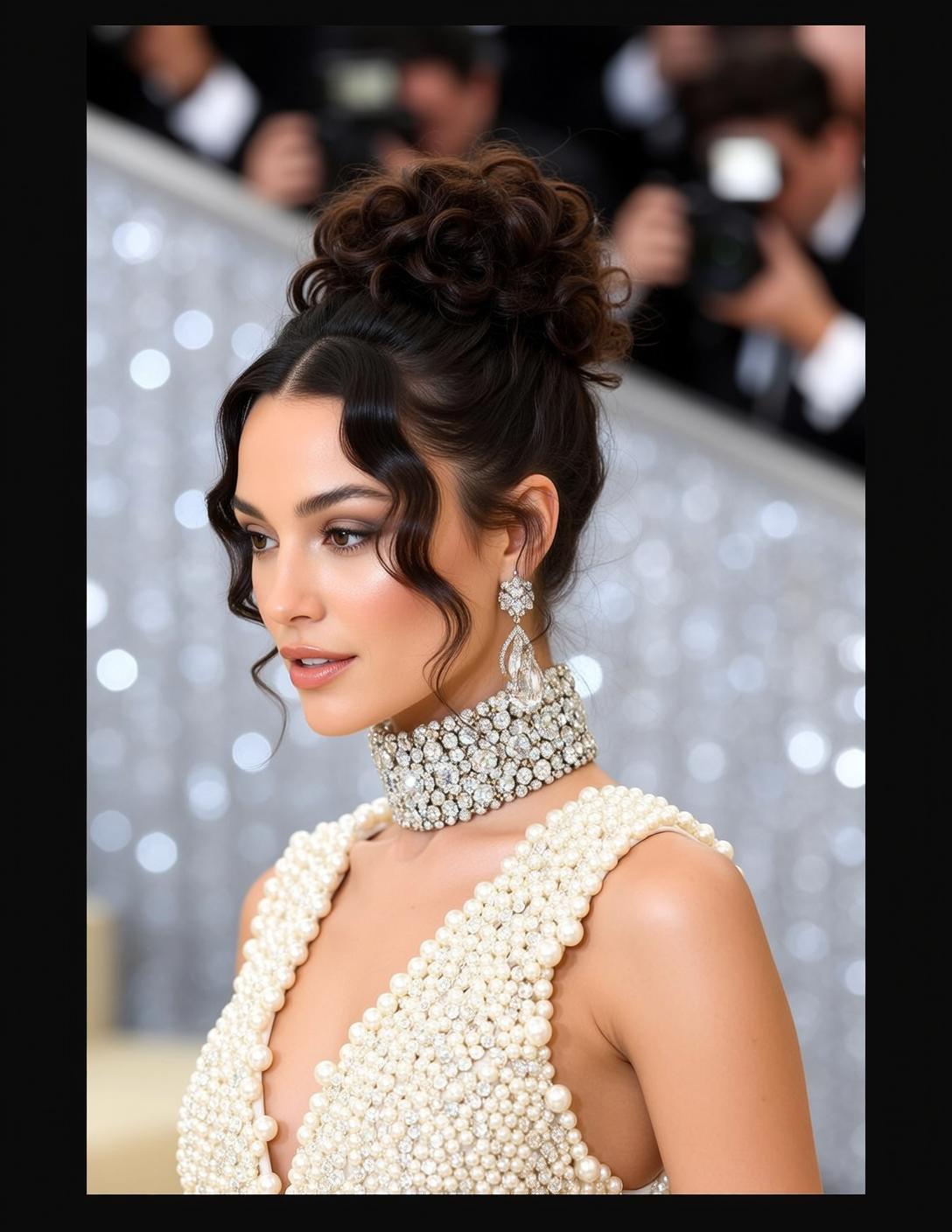 Pearl Gown Diamond Earrings Crystal Choker