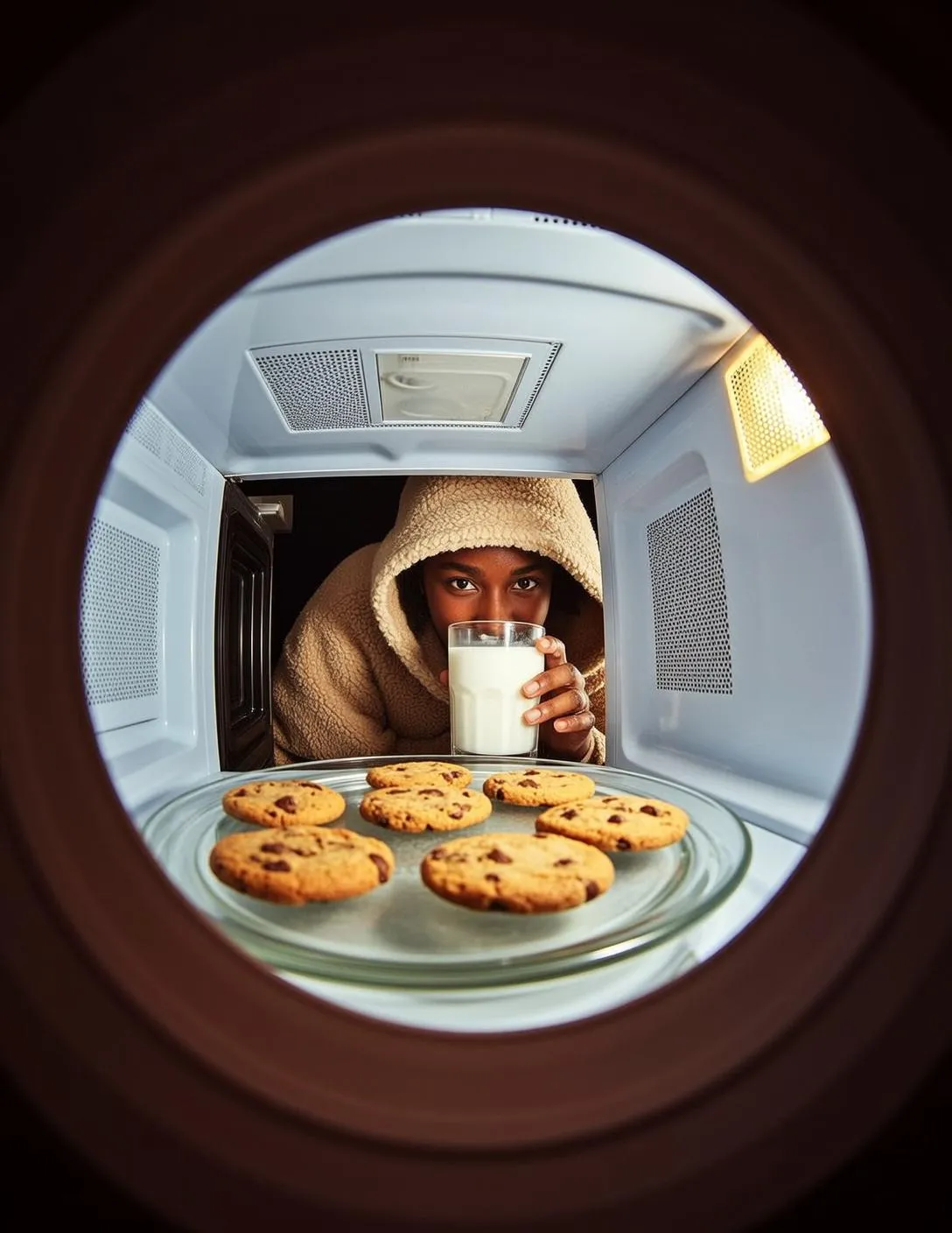 Microwave Cookies And Milk Portrait