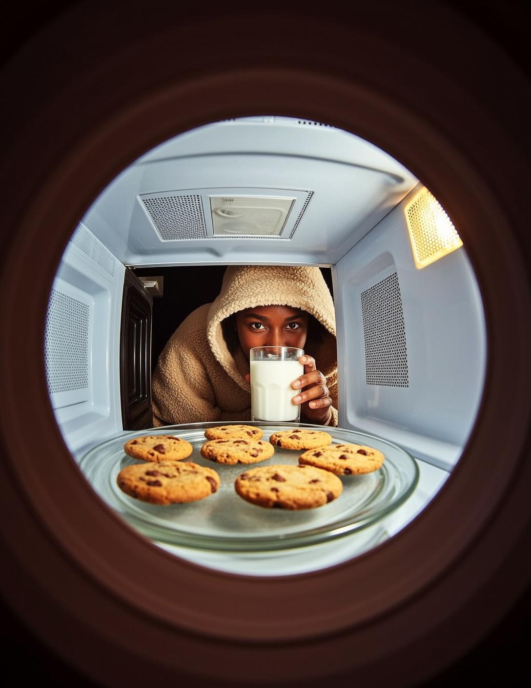 Microwave Cookies And Milk Portrait