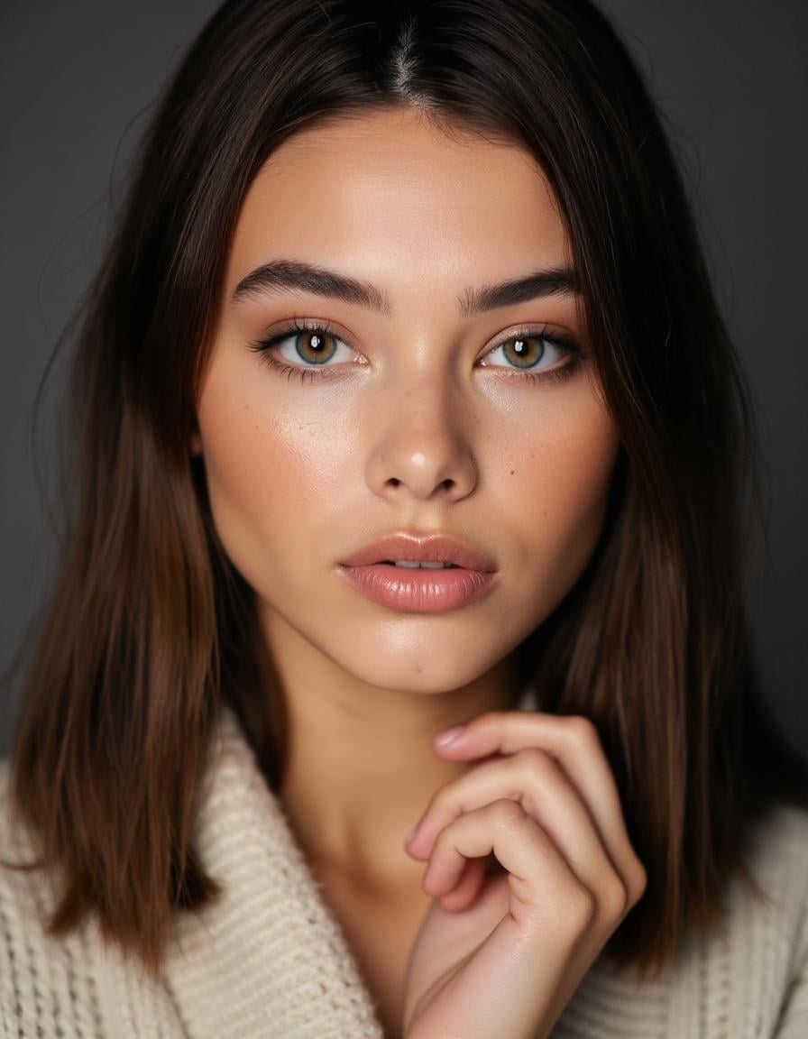 Cream Knit Sweater Neutral Portrait Soft Lighting