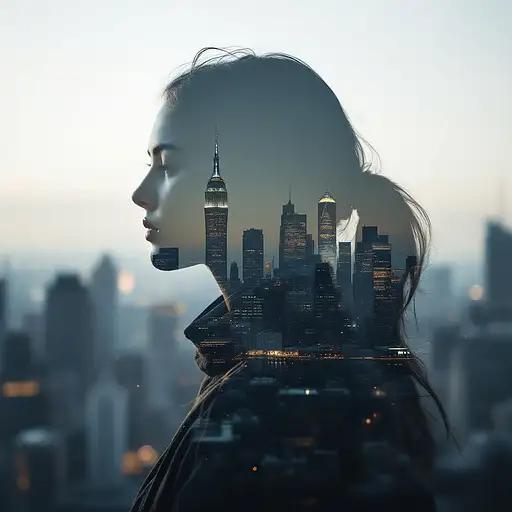 Superimposed City Skyline