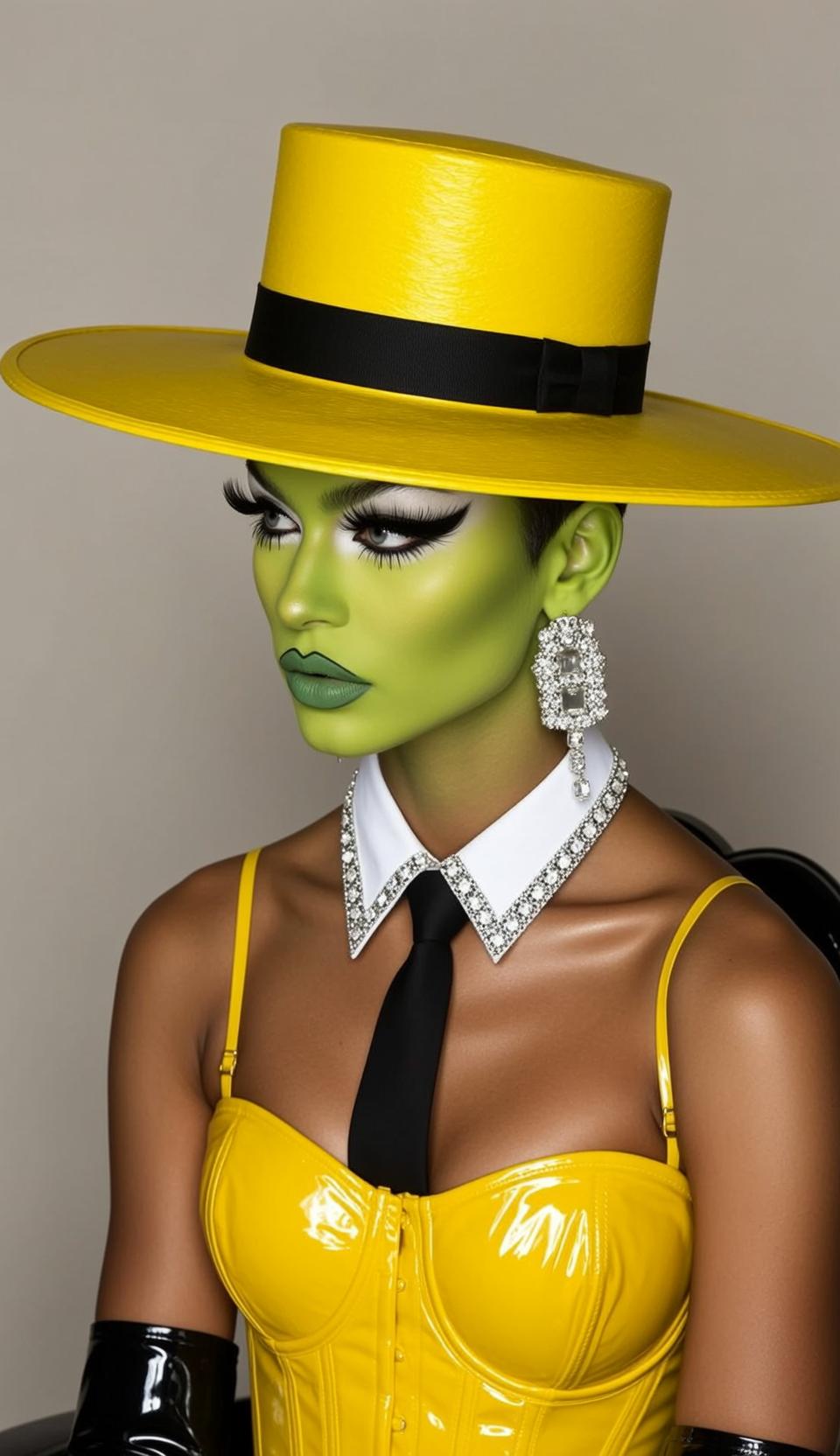 Yellow Corset Green Skin Portrait