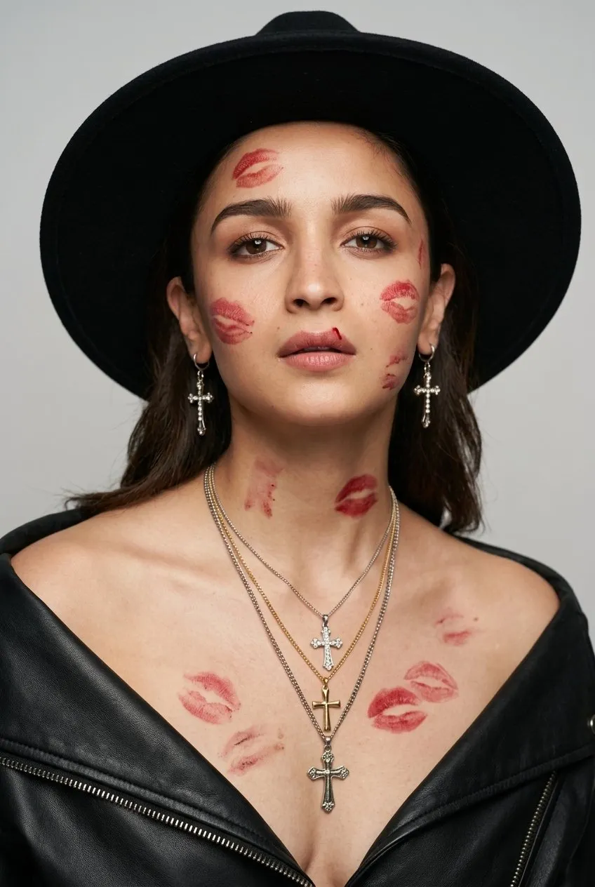 Makeup Earrings And Necklace In Studio Portrait