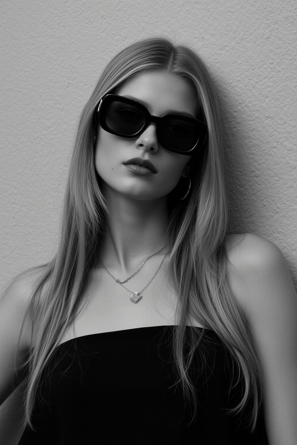 Black Strapless Sunglasses Portrait