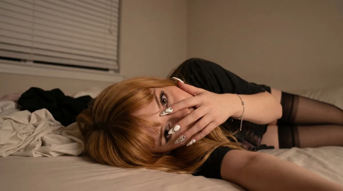 Makeup Bracelets And Manicure In Bedroom Portrait
