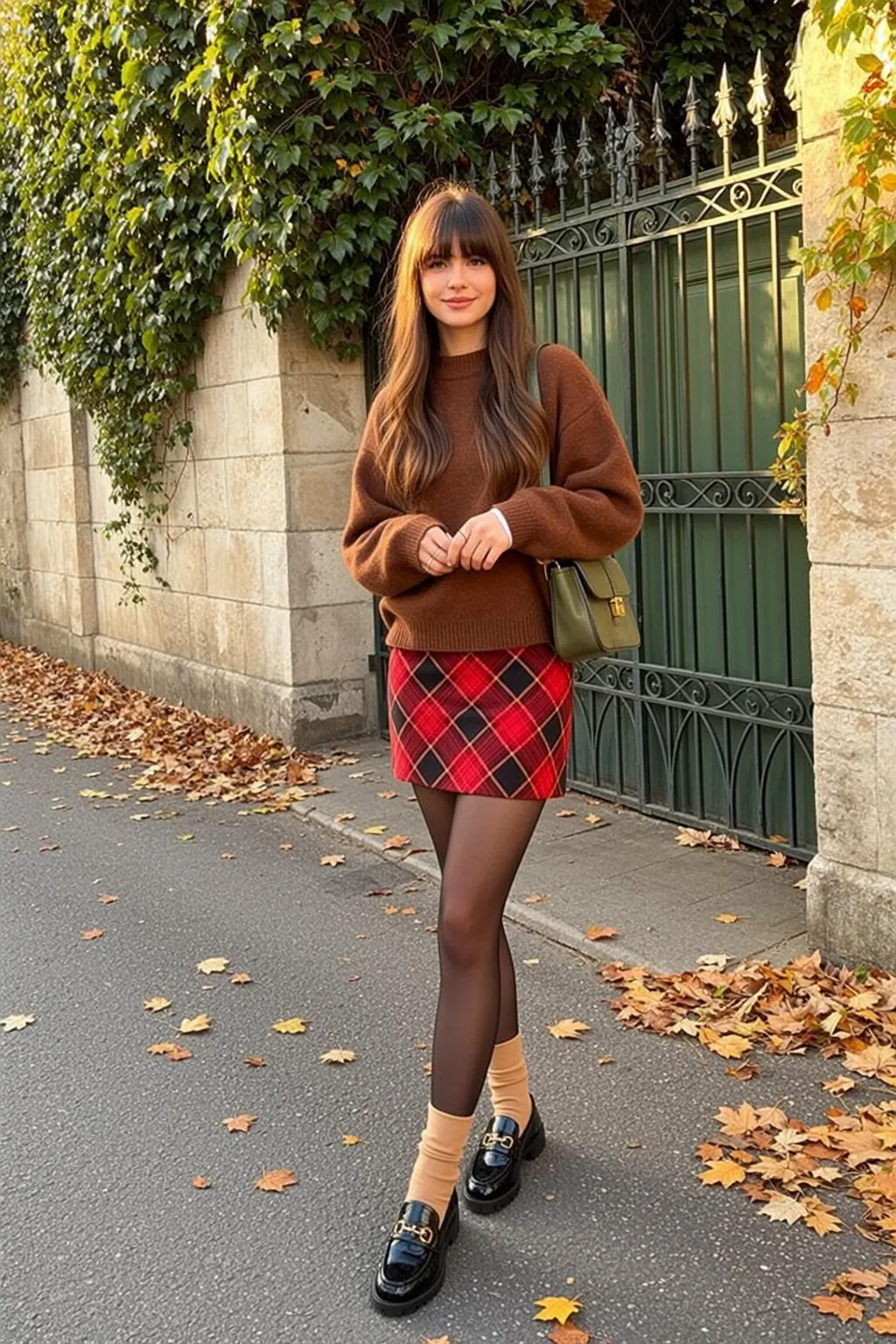 Autumn Young Long Brown Bangs Fair Crewneck