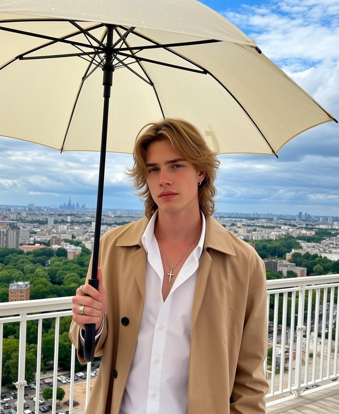 Trench Coat Rooftop Umbrella