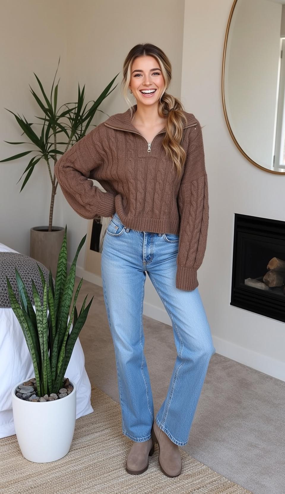 Autumn Young Blonde Ponytail Fair Brown Cable reference photo