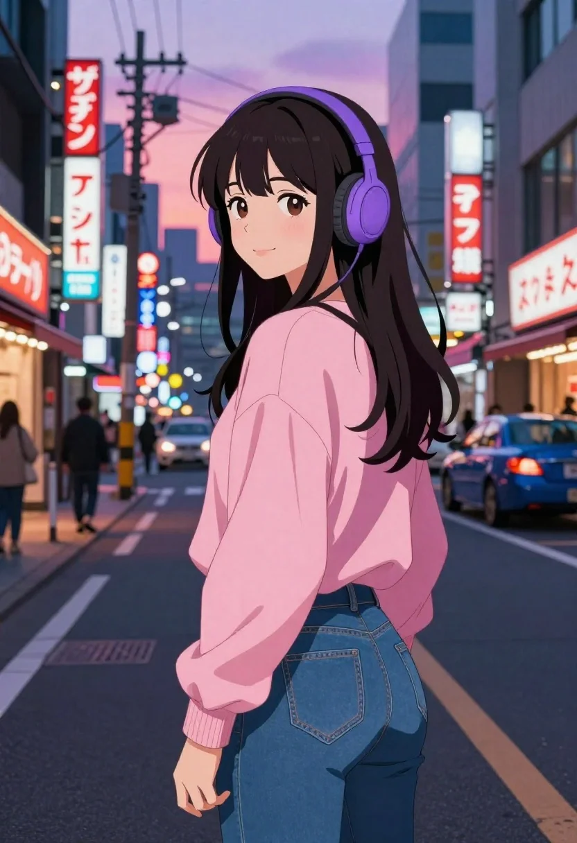 Digital Art Scene Young Woman With Long Dark Hair And reference photo
