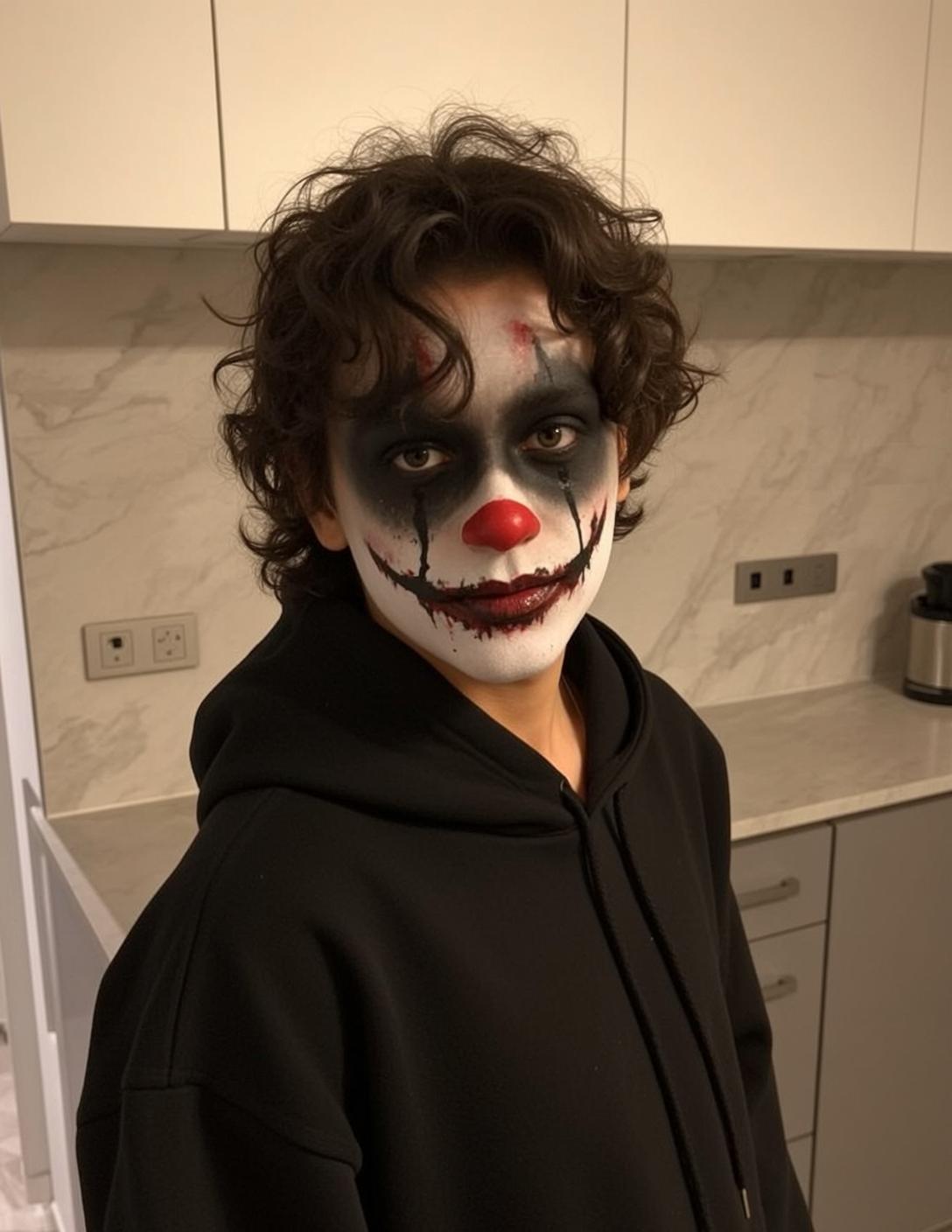 Halloween Makeup Young Dark Brown Curly Messy