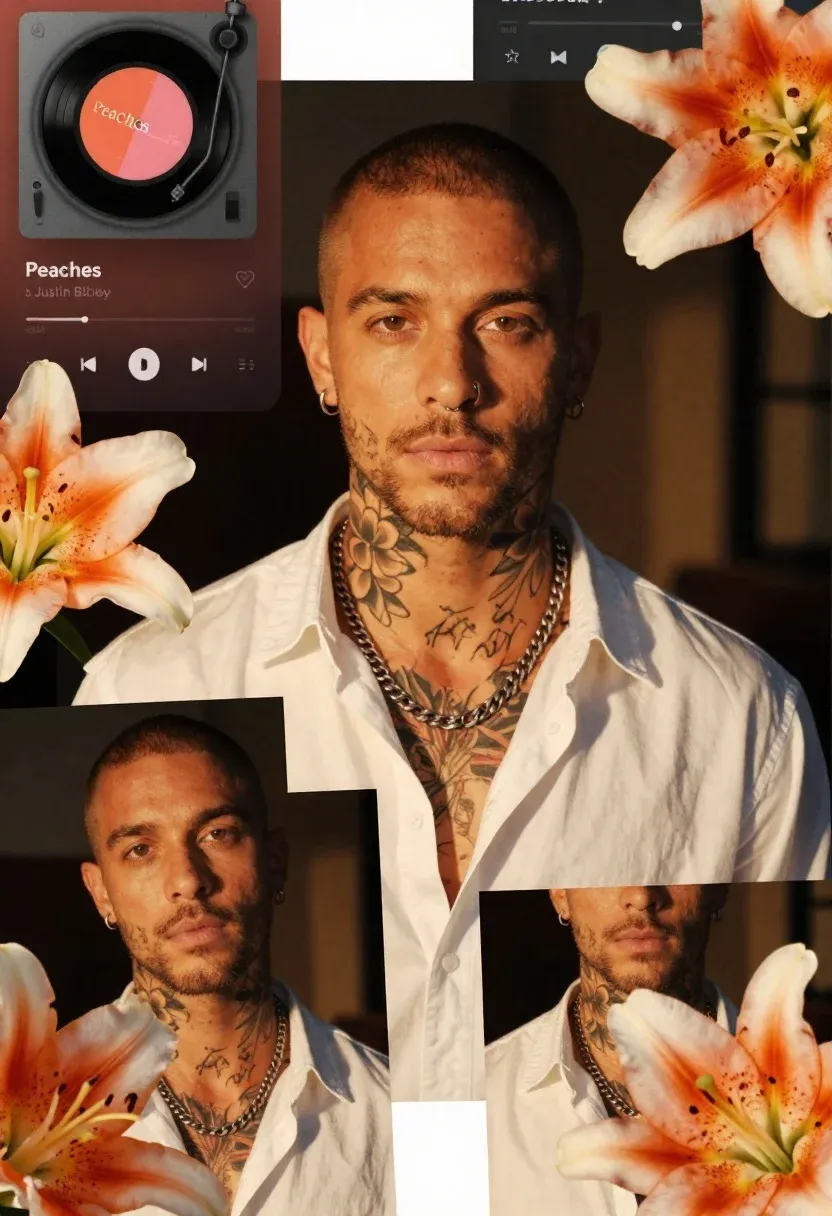 Tattoos Piercings And Necklace In Fashion Portrait