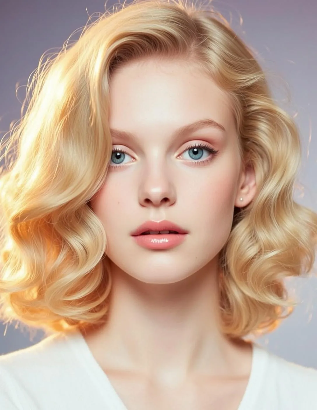 Blonde Wavy Bob Studio Portrait Soft Light