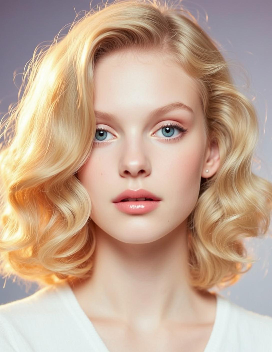 Blonde Wavy Bob Studio Portrait Soft Light