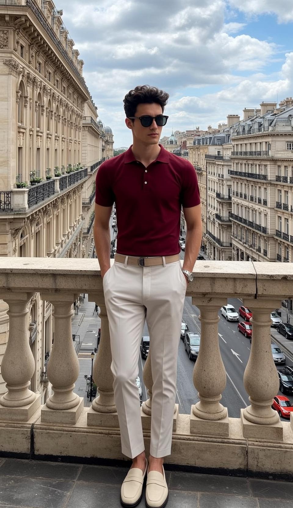 Young Dark Curly Light Maroon Polo Shirt