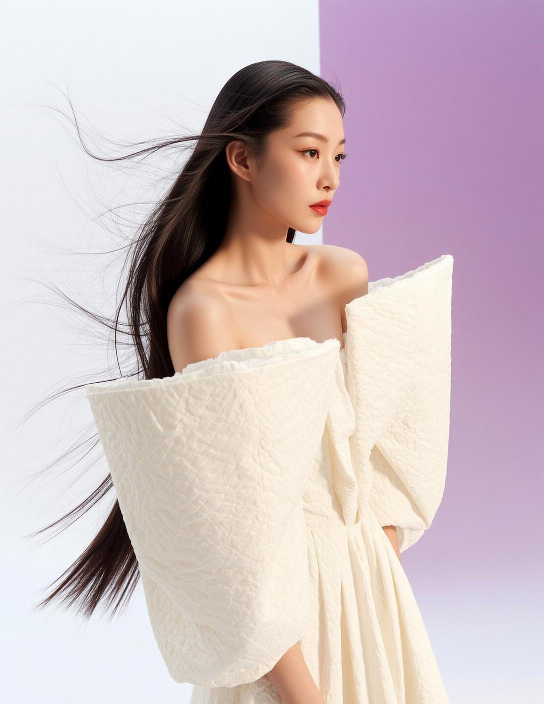 Ivory Puffed Sleeve Dress