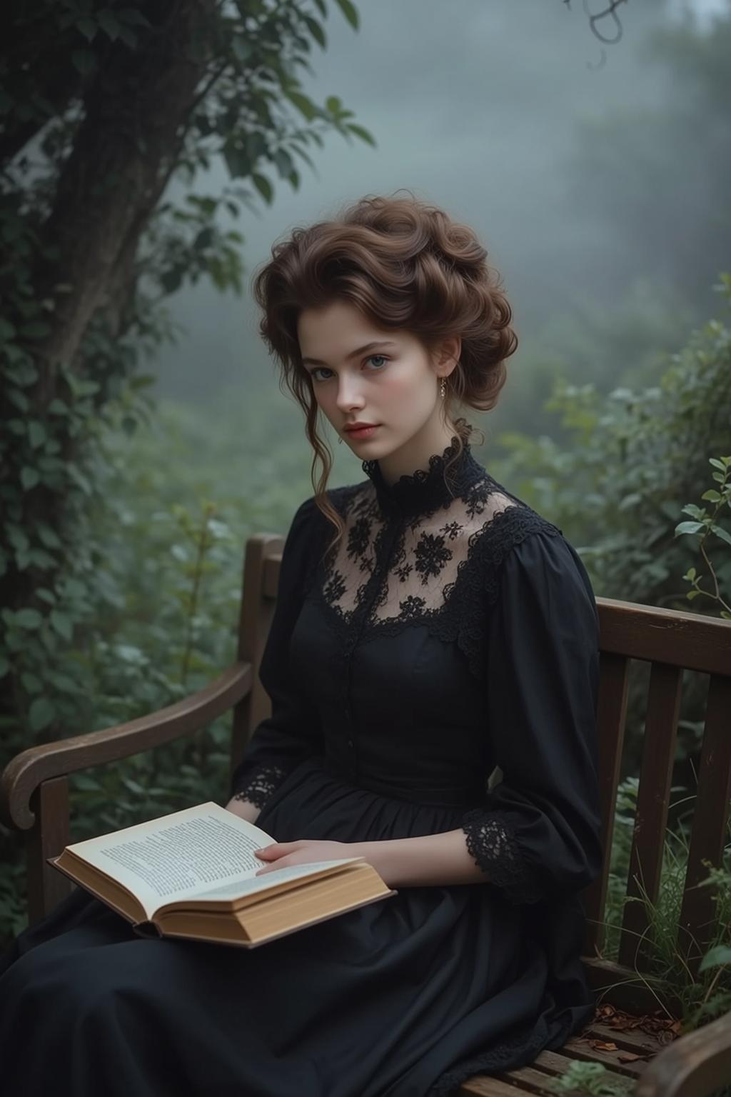 Autumn Young Brown Styled Updo Loose Tendrils