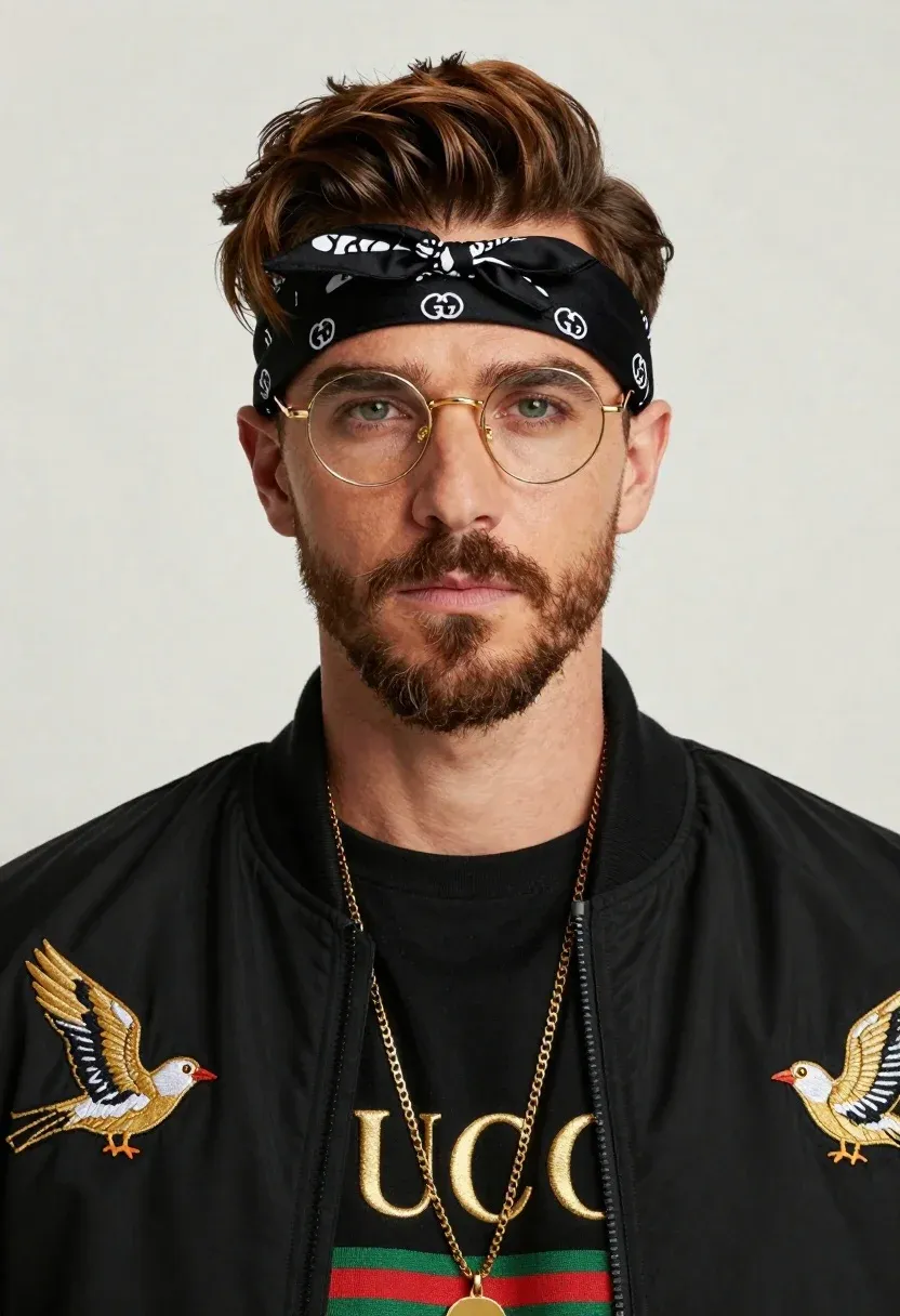 Glasses And Necklace In Studio Portrait