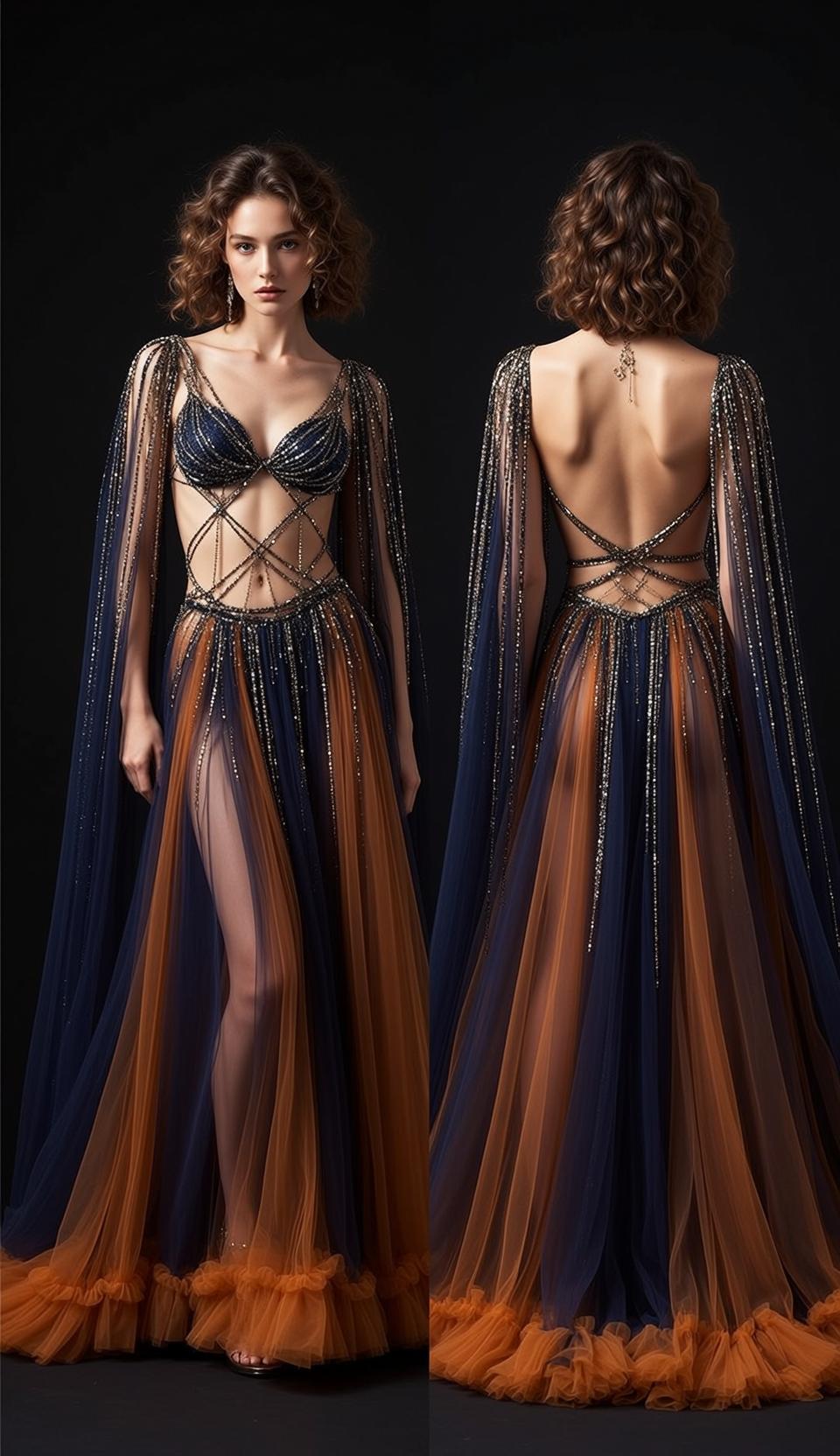 Blue Beaded Tulle Studio Look