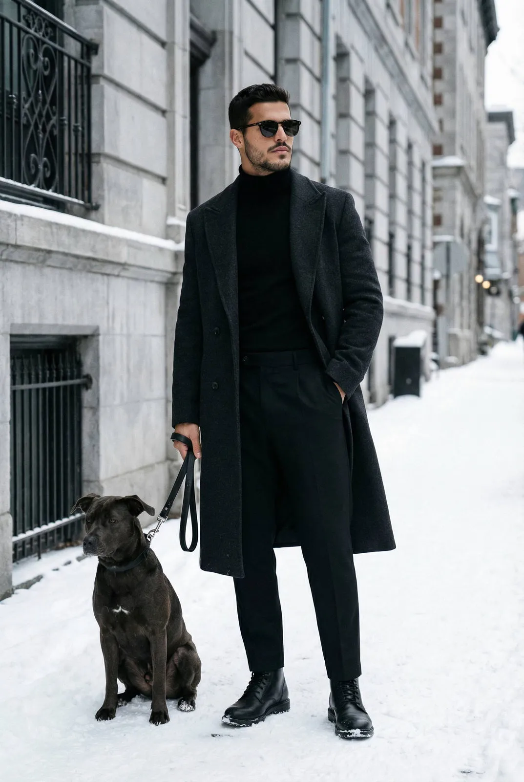 Snowy European Street Winter Portrait