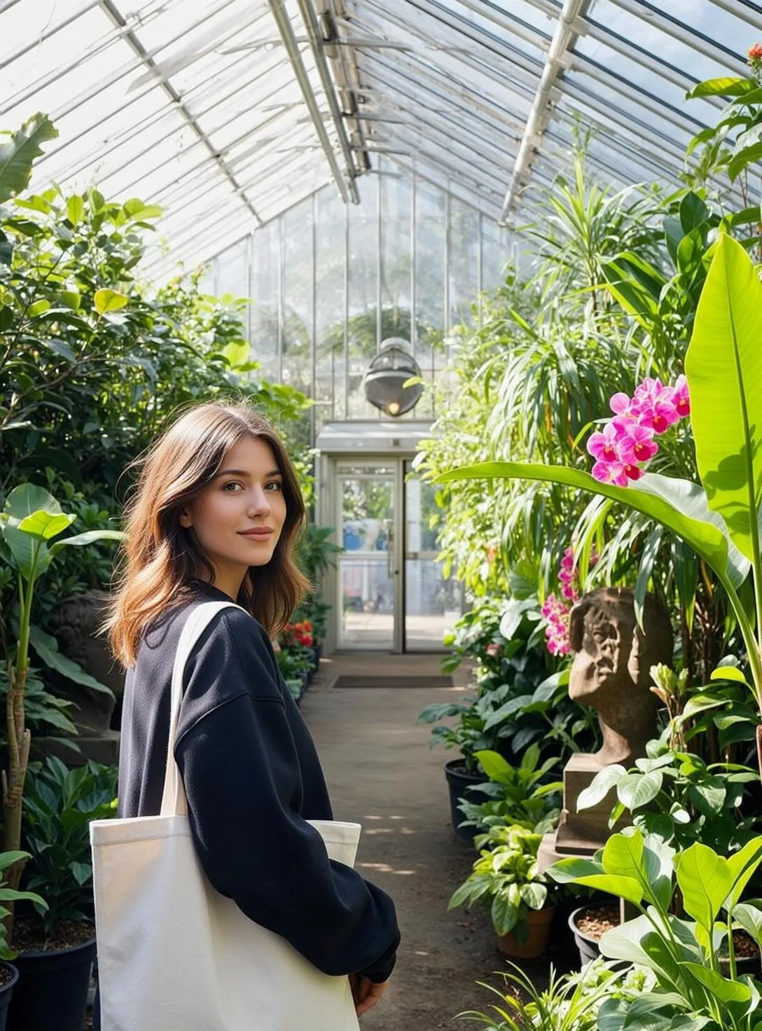 Navy Sweatshirt Greenhouse Tote