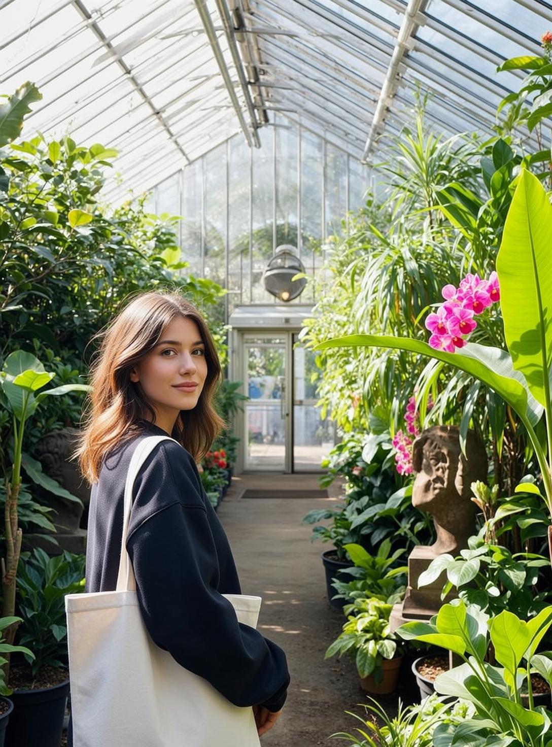 Navy Sweatshirt Greenhouse Tote