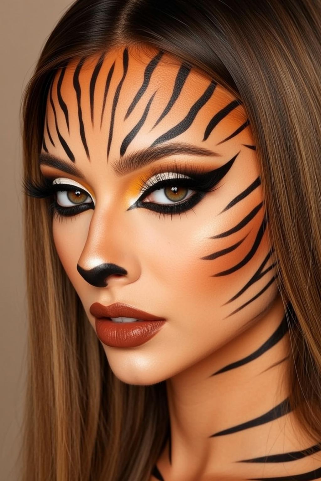 Tiger Face Paint Studio Portrait