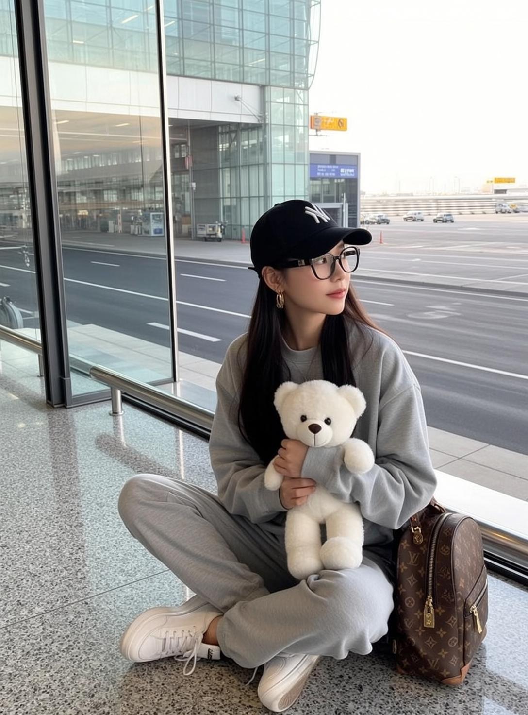 Airport Teddy Bear Portrait