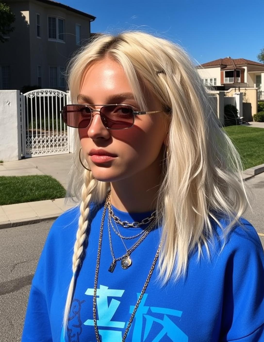 Casual Young Long Blonde Messy Two Braids