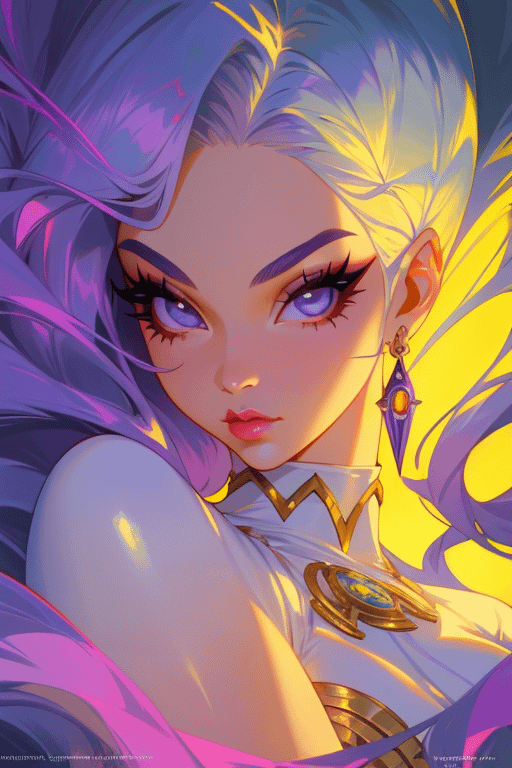 Character With Lavender Hair And Gold Trim