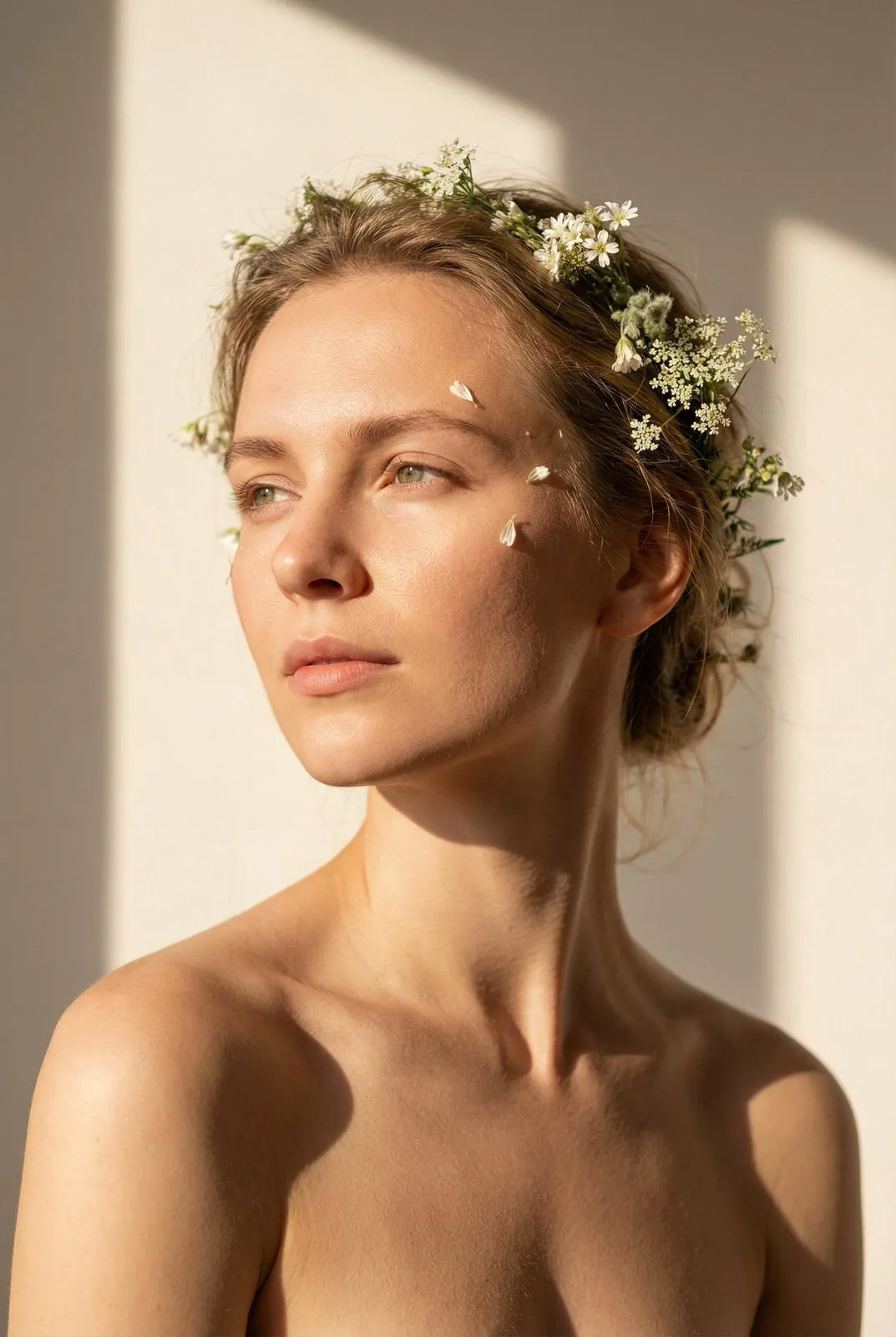 Realistic Wildflower Portrait Warm Light