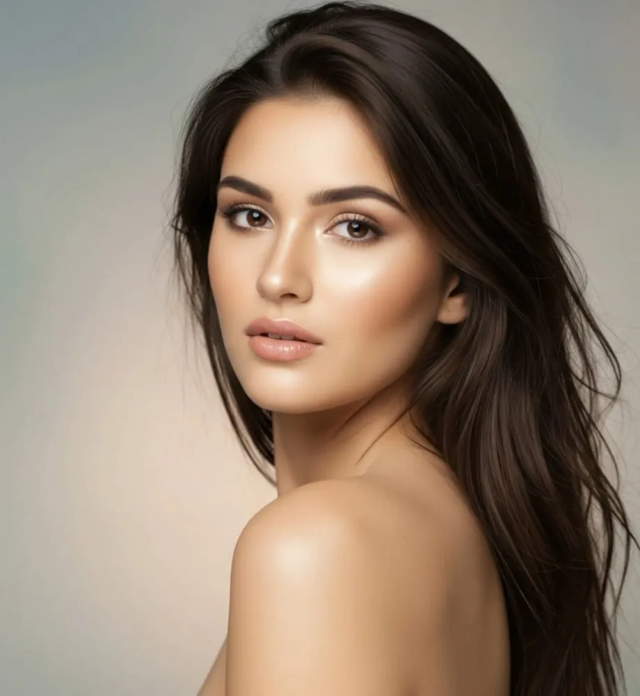 Beauty Portrait Long Dark Hair Soft Diffused Lighting