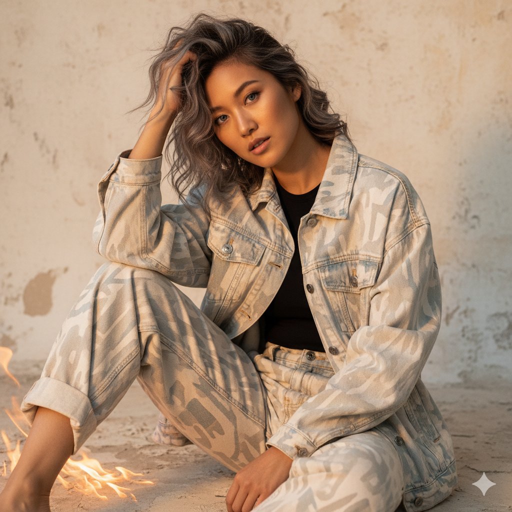Effortless Elegance: A Grey-Eyed Muse Captured in Style