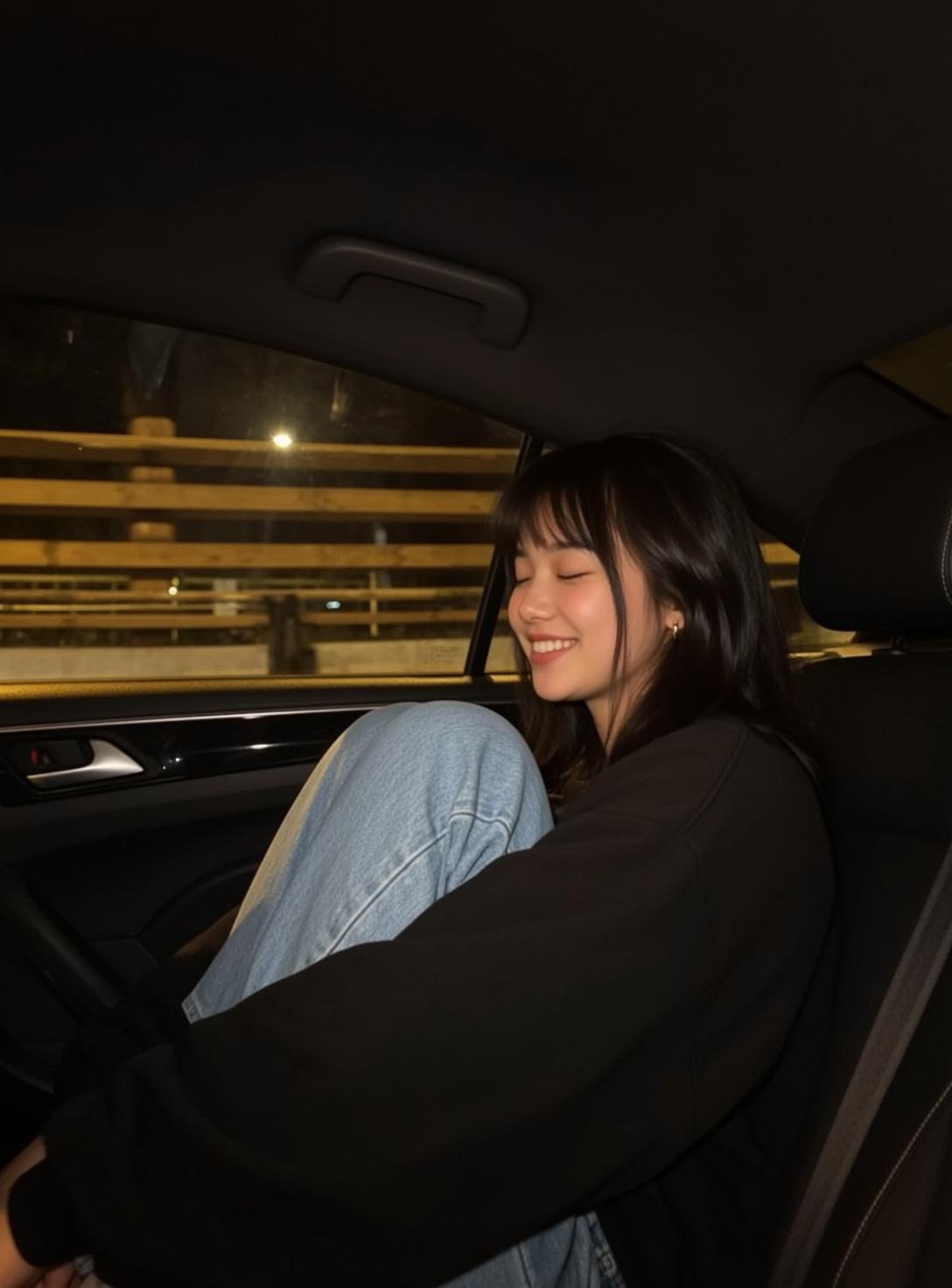 Explore Seated Back Seat Car Curled Her