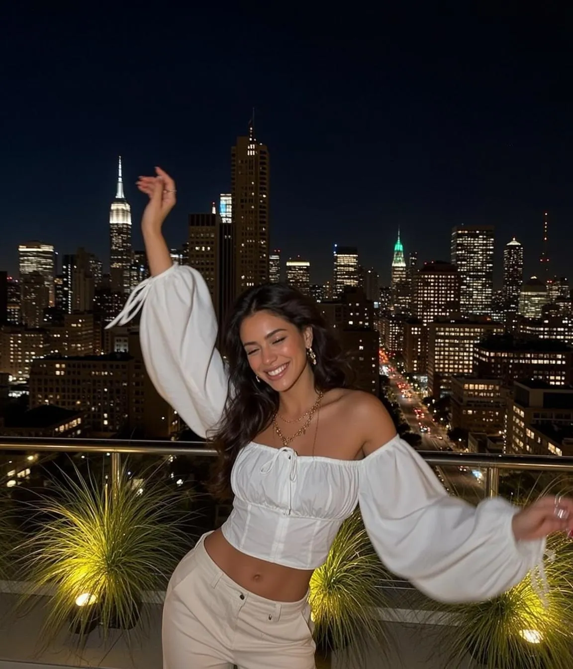 Earrings And Necklace On A Rooftop
